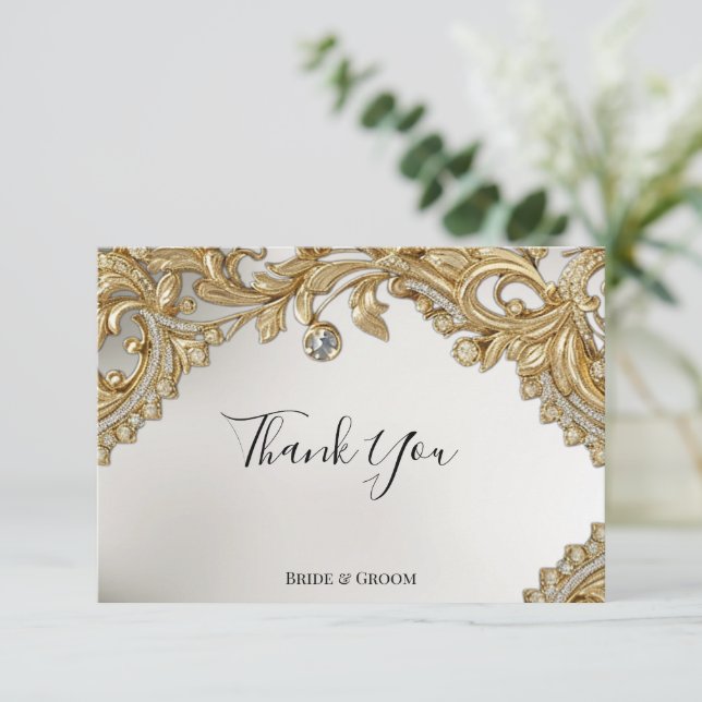 Carte de remerciements d'or décoratif (Debout devant)