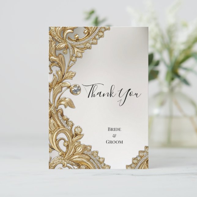 Carte de remerciements d'or décoratif (Debout devant)
