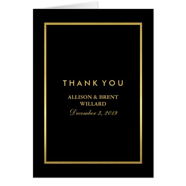 Carte de remerciements d'or Foil Classy - Noir (Devant)