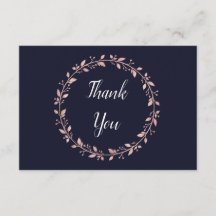Carte de remerciements d'or rose et marine