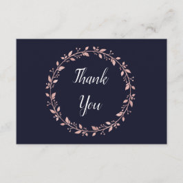 Carte de remerciements d'or rose et marine
