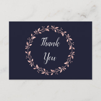 Carte de remerciements d'or rose et marine