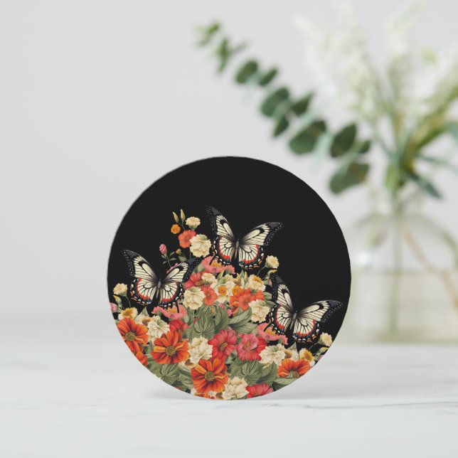 Carte De Remerciements Dot Art Mandala Insertion Floral Butterfly Note Ca (Debout devant)