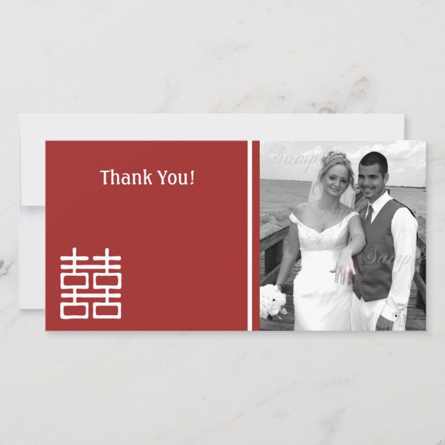 Carte De Remerciements Double Mariage chinois (Devant)