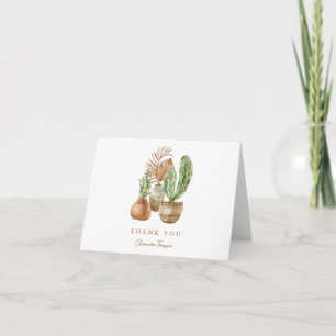 Carte De Remerciements Douce Bohème Cactus Baby Shower Mariage Vert Plié