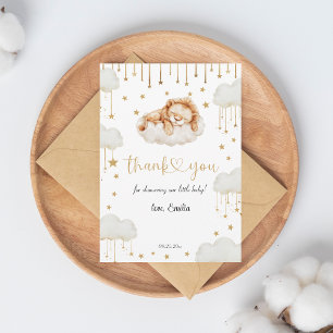 Carte De Remerciements Douce Étoile Dorée Baby Shower Lion Dormant