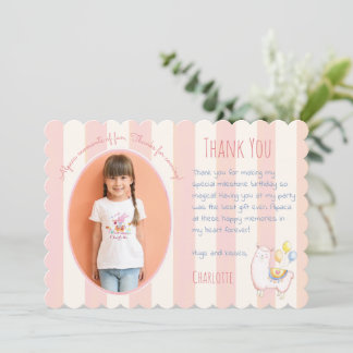 Carte De Remerciements Douce Fête d'Alpaca Rose pour l'Anniversaire des E