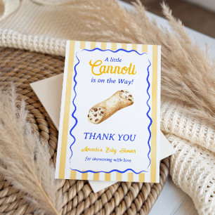 Carte De Remerciements Douce Fête de Bébé Cannoli Jaune Bleu Italien