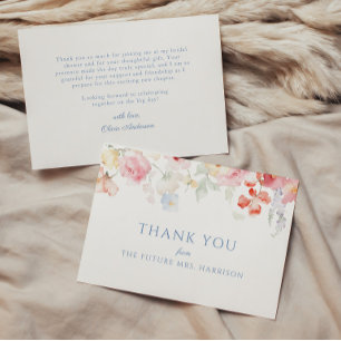 Carte De Remerciements Douce Fête de Mariage aux Pastels Fleurs