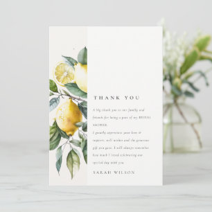 Carte De Remerciements Douce Fête de Mariage Bohème Aquarelle Citron Jaun