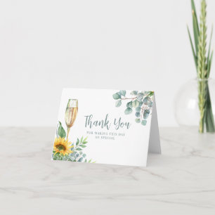 Carte De Remerciements Douce Fête de Mariage Florale Tournesol Aquarelle