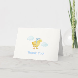 Carte De Remerciements Douce Fête de Naissance Petit Poulet Bleu Céleste