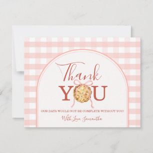 Carte De Remerciements Douce Gâteaux Rose Pastel Ruban Gingham Baby Showe