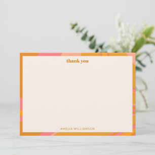 Carte De Remerciements Douce Mariage Personnalisée Jaune Orange Rose Marb