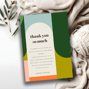 Carte De Remerciements Douce Mariée Abstraite Rétro Colorée et Groovy