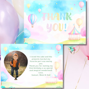 Carte De Remerciements Douce onederland aquarelle pastel 1er Anniversaire