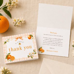 Carte De Remerciements Douce petite mignonne Baby Shower à motif Gingham