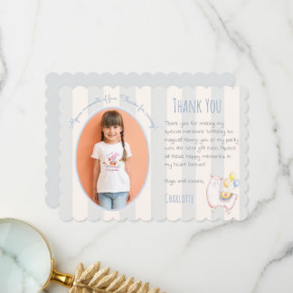Carte De Remerciements Douce Photo d'anniversaire d'Alpaca Bleu Clair pou