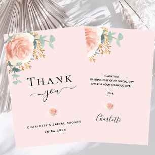 Carte De Remerciements Douce pluie de fleurs de mariage eucalyptus rose o