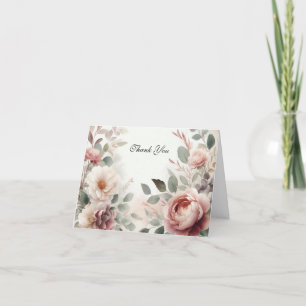 Carte De Remerciements Douce Sérénade Florale de Pivoine et de Rose aux J