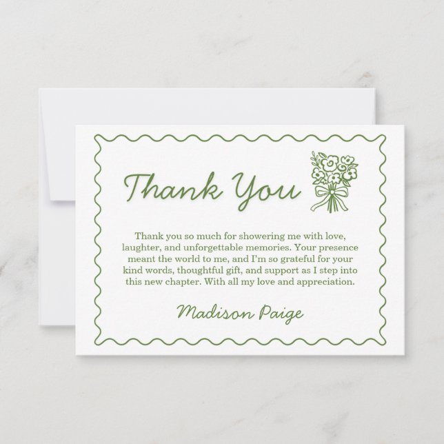 Carte De Remerciements Douceur Fraîche du Marché Vert Baby Shower de Fill (Devant)
