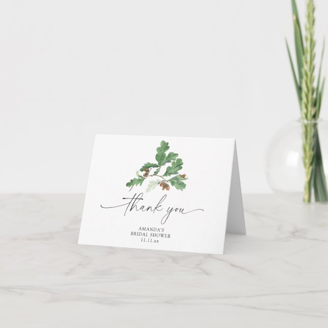 Carte De Remerciements Douche de la branche Acorn (Devant)