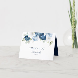 Carte De Remerciements Douche de mariage florale bleue poussiéreuse à l'a