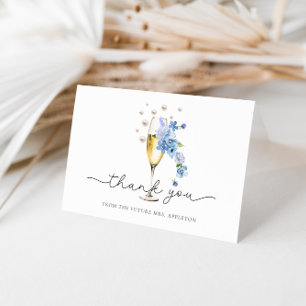 Carte De Remerciements Douche de Mariée Fleurie Bleu Poussiéreux Perles e