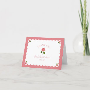 Carte De Remerciements Douche de Mariée Rose Poussiéreuse Rose Classique 