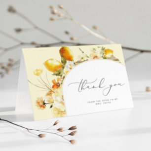 Carte De Remerciements Douche nuptiale au citron d'arc moderne