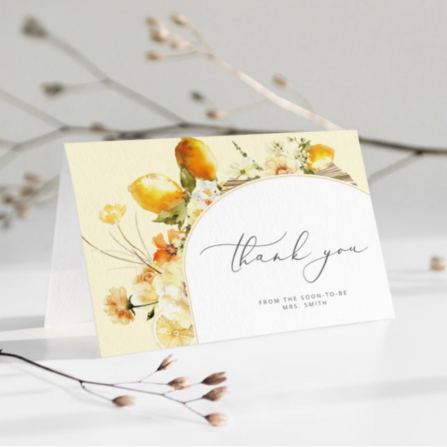 Carte De Remerciements Douche nuptiale au citron d'arc moderne (Créateur téléchargé)