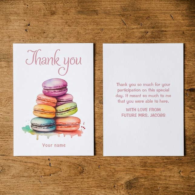 Carte De Remerciements Douche nuptiale couleur macaron clair aquarelle (Colorful bright macaroon watercolor bridal shower thank you card.)