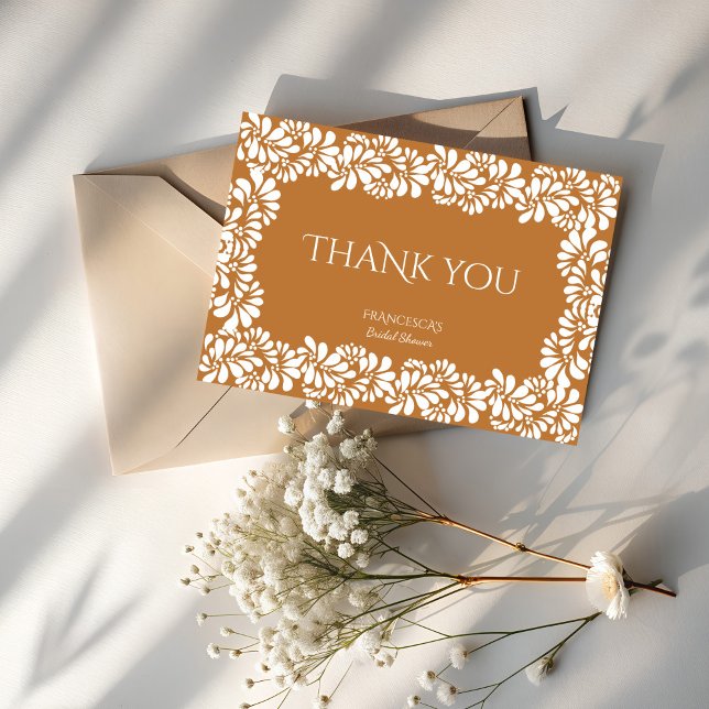 Carte De Remerciements Douche nuptiale de talavera mexicaine (Mexican fiesta talavera terracotta bridal shower thank you cards papel picado thank you cards)