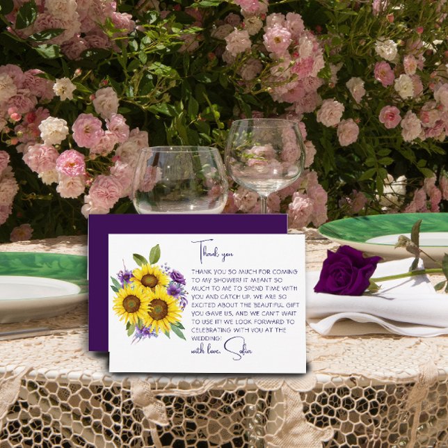 Carte De Remerciements Douche nuptiale de tournesol jaune (Créateur téléchargé)