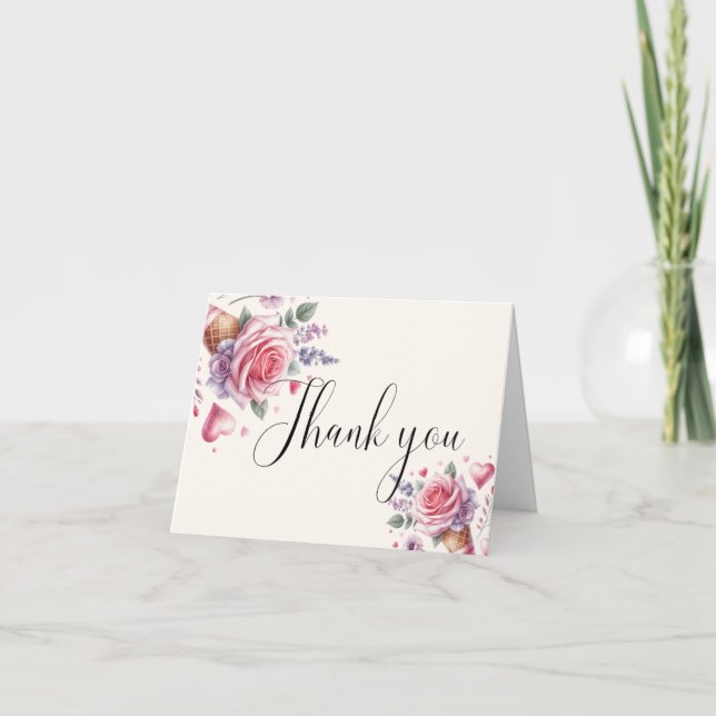 Carte De Remerciements Douche nuptiale en crème glacée Pastel (Devant)
