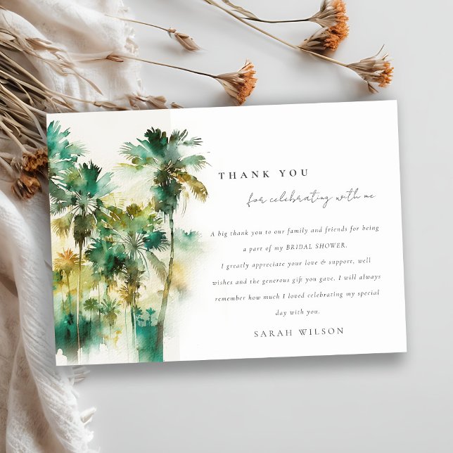 Carte De Remerciements Douche Tropicale de Mariage aux Arbres de Palmiers (Créateur téléchargé)