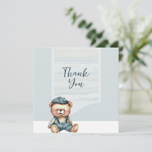 Carte de remerciements d'ours de charme décontract (Debout devant)