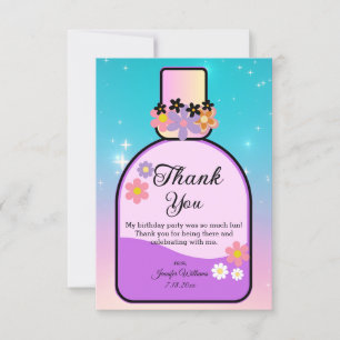 Carte De Remerciements doux 16 flacon de parfum rose bleu élégant mignon