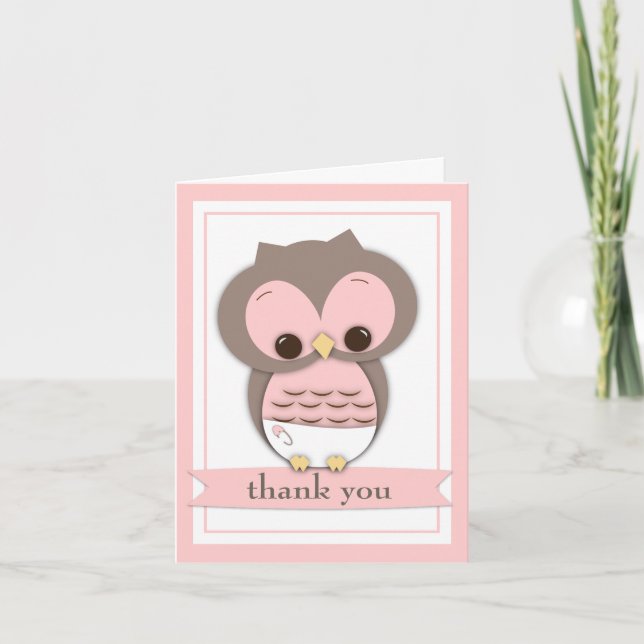 Carte de remerciements doux de fille de hibou de (Devant)