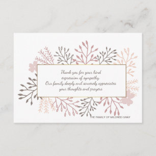 Carte de remerciements doux de perte de souvenir