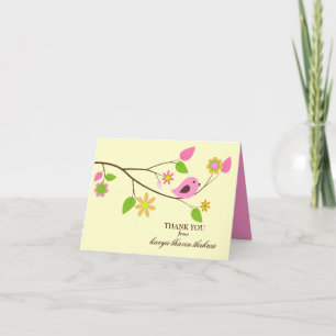 Carte de remerciements doux d'oiseau de la