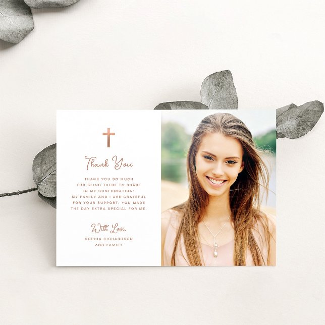 Carte De Remerciements Doux et simple | Confirmation de la photo rose Gol (Créateur téléchargé)