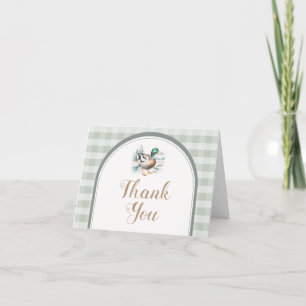 Carte De Remerciements Doux Petit Canard En vichy Baby shower plié