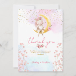 Carte De Remerciements Doux petit lapin bébé fille douche