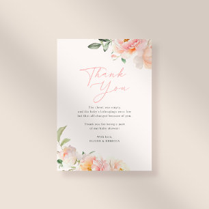Carte De Remerciements Doux rose Aquarelle Fleurs Baby shower fille