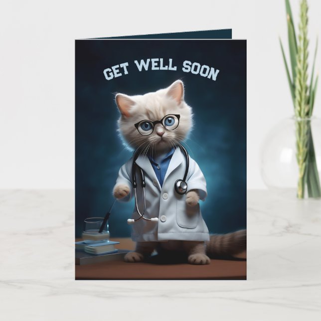 Carte De Remerciements Dr Kitten Va Bien Bientôt (Devant)