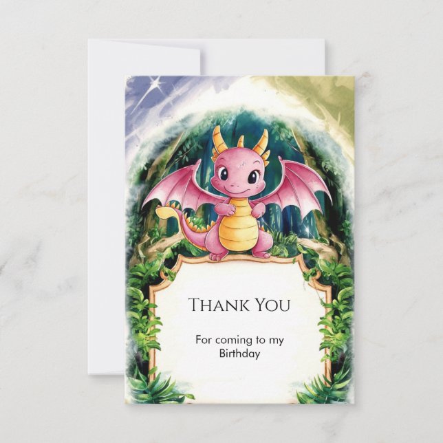 Carte De Remerciements Dragon Majestueux Anniversaire Pastel (Devant)