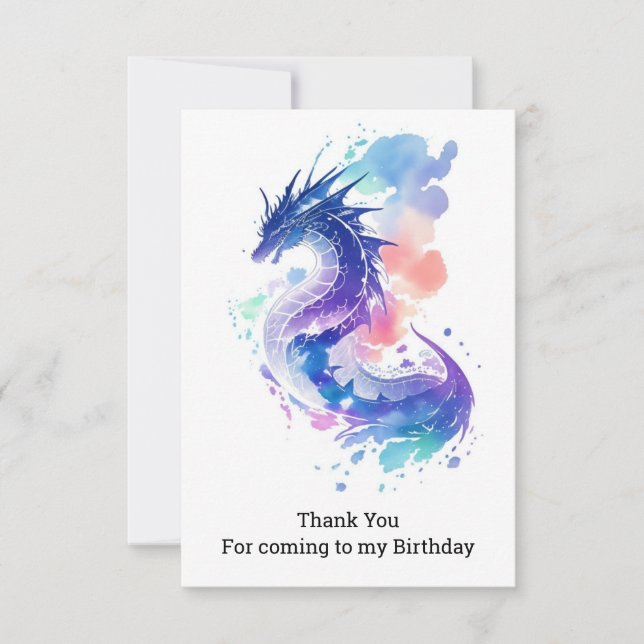 Carte De Remerciements Dragon qui crache du feu : Anniversaire enchanté (Devant)