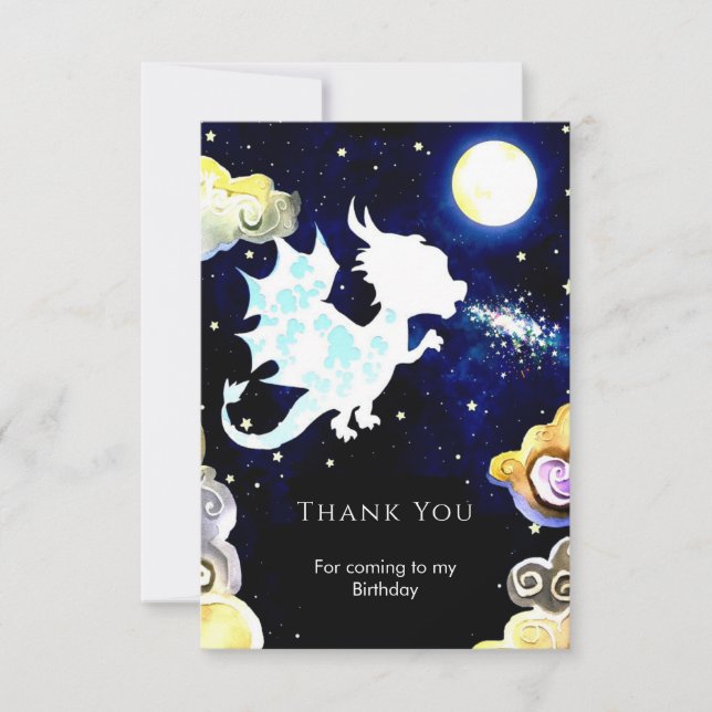 Carte De Remerciements Dragon Simple Anniversaire Radiant (Devant)