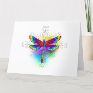 Carte De Remerciements Dragonfly en arc-en-ciel